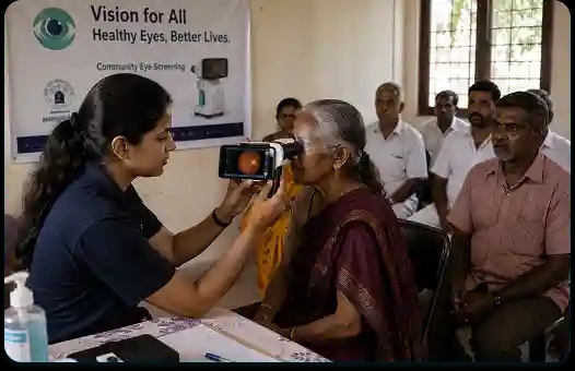 Portable retinal screening in a rural community