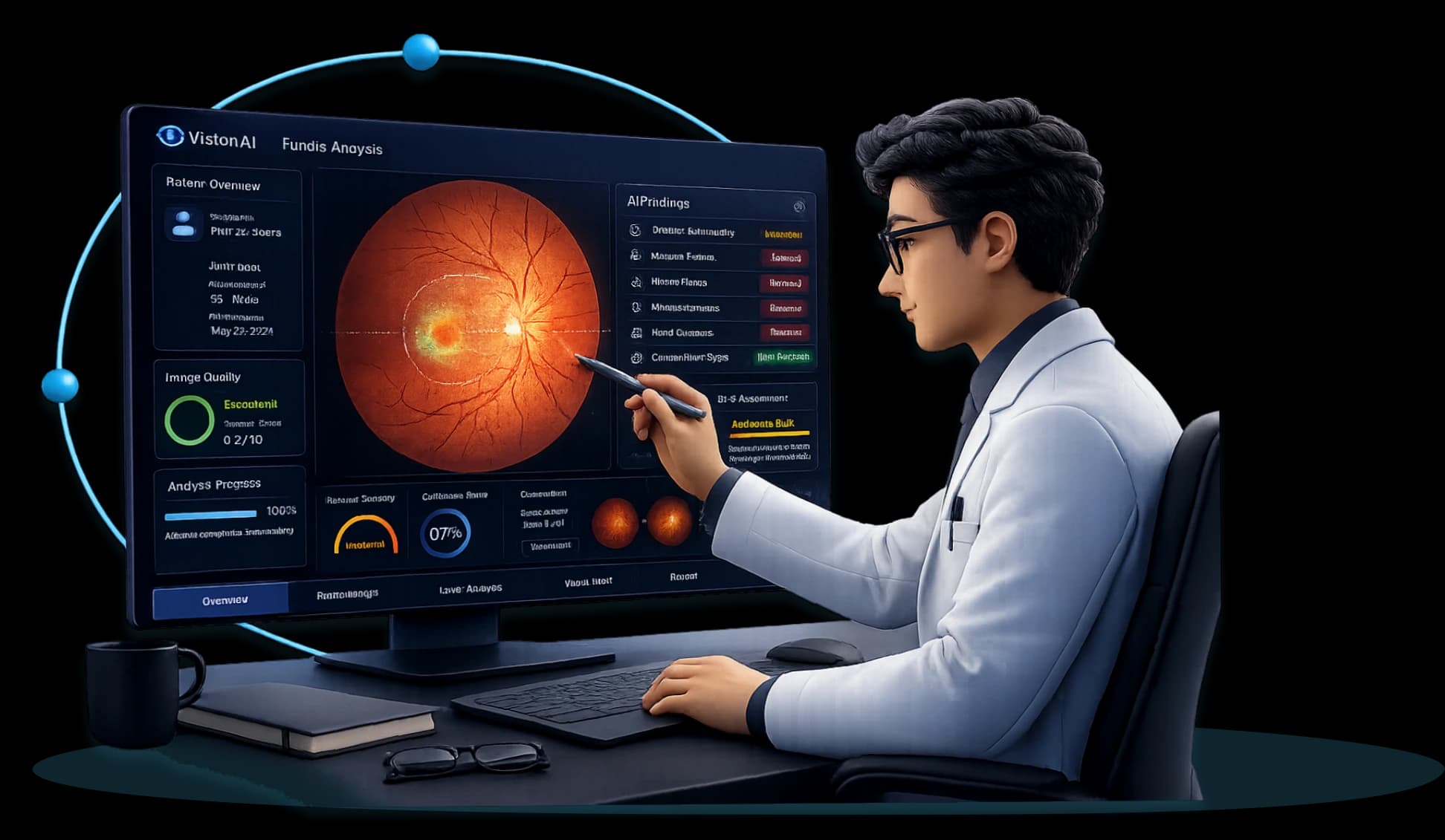 Doctor using a retina analysis dashboard